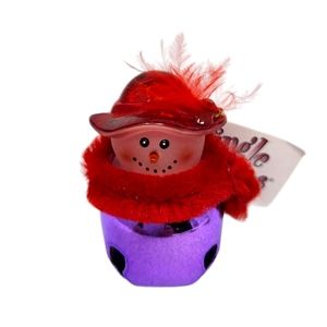 Jingle Buddies Snowman Pin Brooch Vintage 2003 Bell Purple Red